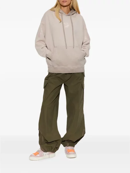 Hanorac cu glugă Off-white cu imagine alb