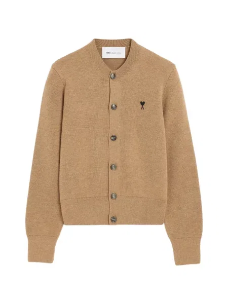 Cardigan Ami Paris de lână cu decolteu rotund