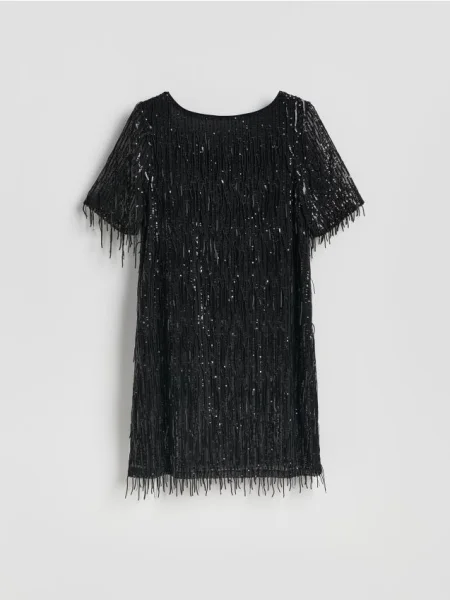 Reserved Cekinowa sukienka mini czarny