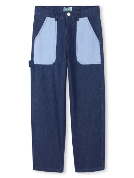 Jeansy straight leg dziecięce Kenzo niebieskie