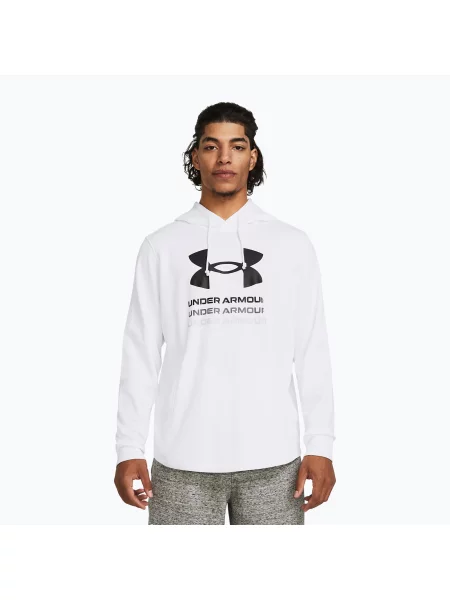 Мъжки суитшърт Under Armour Rival Terry Graphic Hood white/black бяло