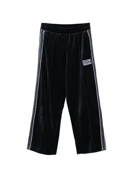 Pantaloni Ea7 Emporio Armani de catifea alergare cu autograf albastru