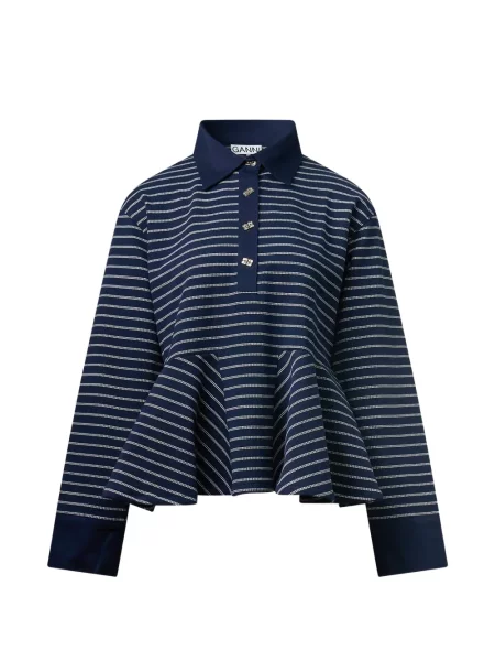 Top Ganni cu dungi albastru