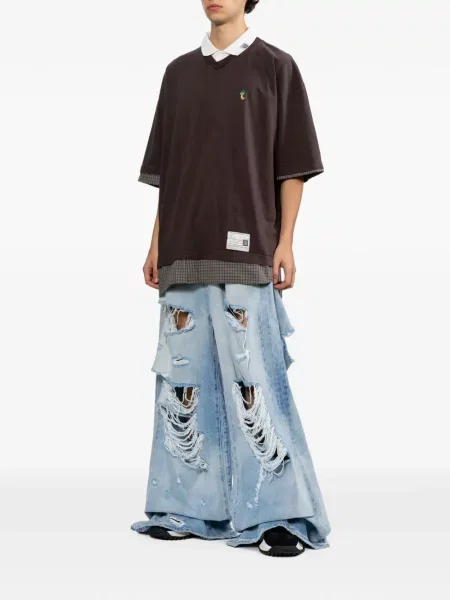 Tricou Maison Mihara Yasuhiro cu broderie maro