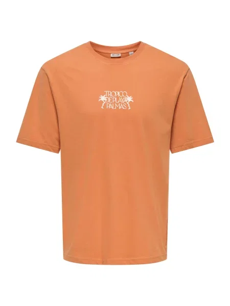 Only & Sons Tricou ONSMALIK TROPICO maro / maro coniac / verde alb