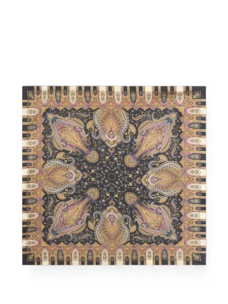Fular Etro de mătase cu model paisley negru