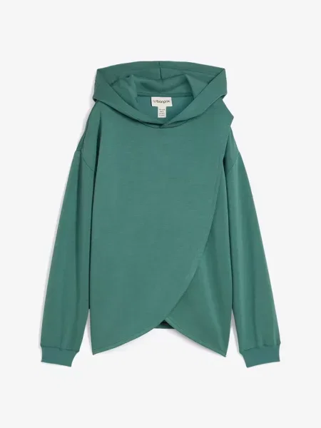 Bluza z kapturem z miękkiej mieszanki zielona