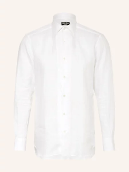 Zegna Koszula Z Lnu Regular Fit weiss biała