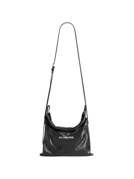 Кожена чанта за през рамо Balenciaga черно