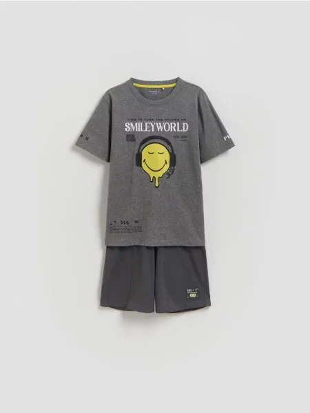 Reserved піжамний комплект SmileyWorld® середньо-сірий сіра