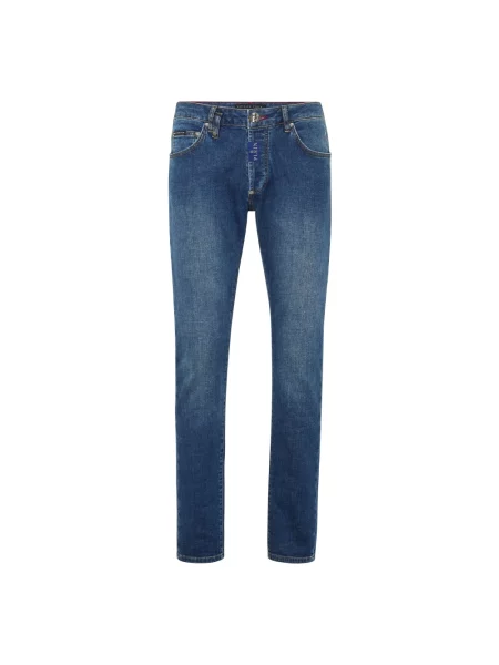 Jeansy straight leg Philipp Plein niebieskie