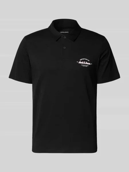 Koszulka polo z nadrukiem z logo model BRANDON' Jack & Jones czarna