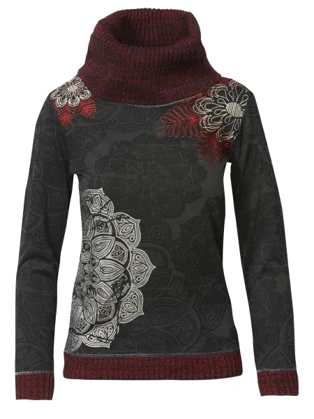 KOROSHI Pulover gri argintiu / gri închis / roşu închis negru