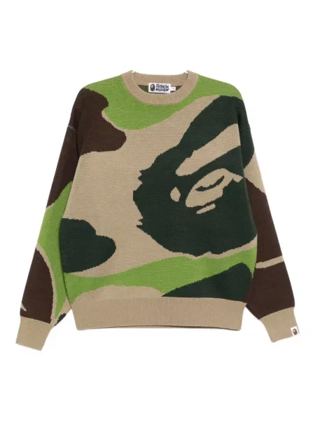 Pulover A Bathing Ape® cu imagine cu model camuflaj verde