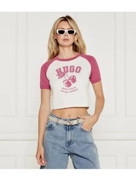 Hugo Blue Tricou Dana | Cropped Fit alb