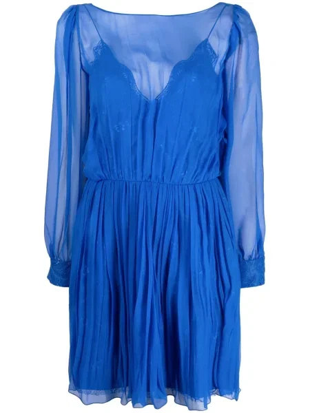 Rochie mini Alberta Ferretti de mătase de costum albastru