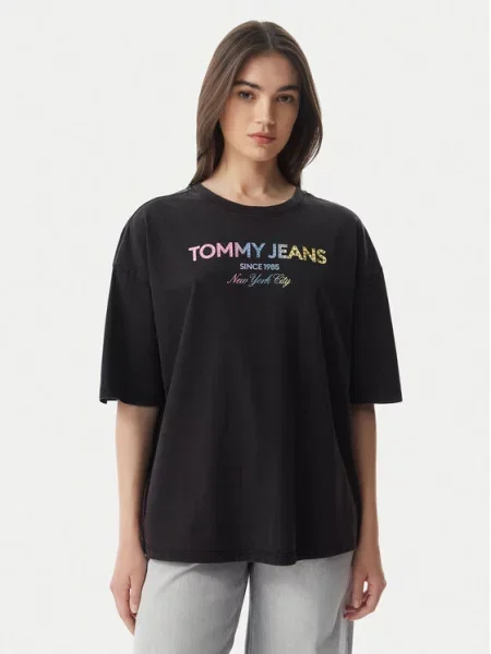 Tommy Jeans Póló Oversize fekete