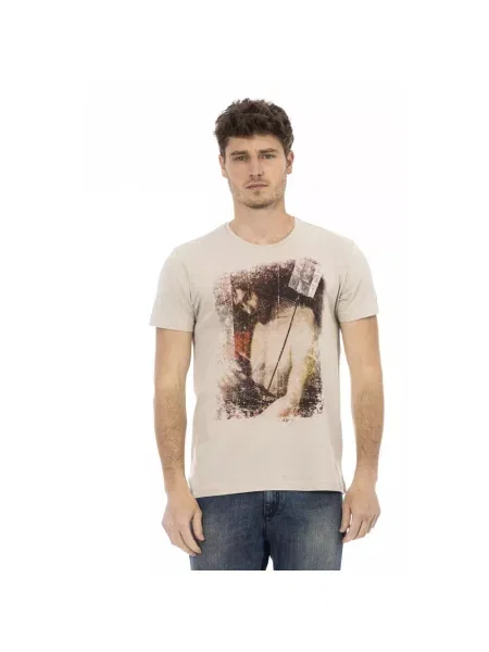Koszulka Trussardi z krótkim rękawem casual beżowa
