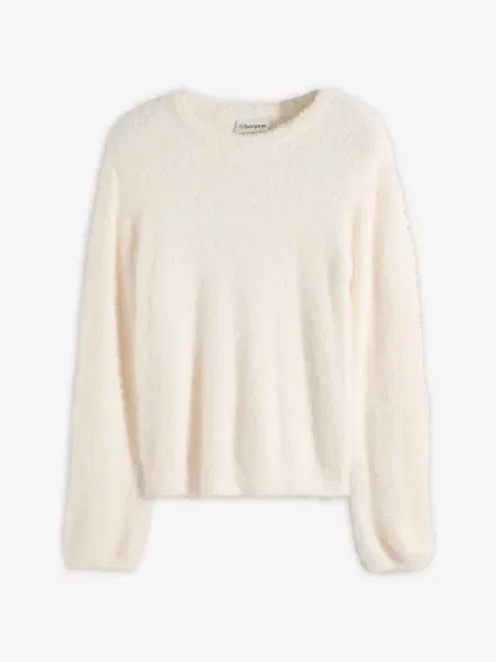 Sweter z pluszu z miękką wiskozą biały