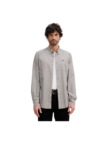 Barbour koszula Longfield regular z kołnierzykiem button-down szary
