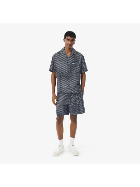 Lacoste Szorty Z Nadrukiem I Relaxed Fit granatowe