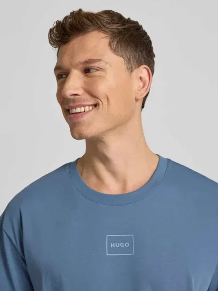 T-shirt o kroju regular fit z mieszanki bawełny model ‘LAZE T-SHIRT’ Hugo niebieska