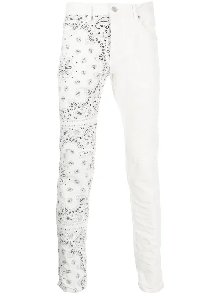 Manšestrové skinny kalhoty Purple Brand s potiskem bílé