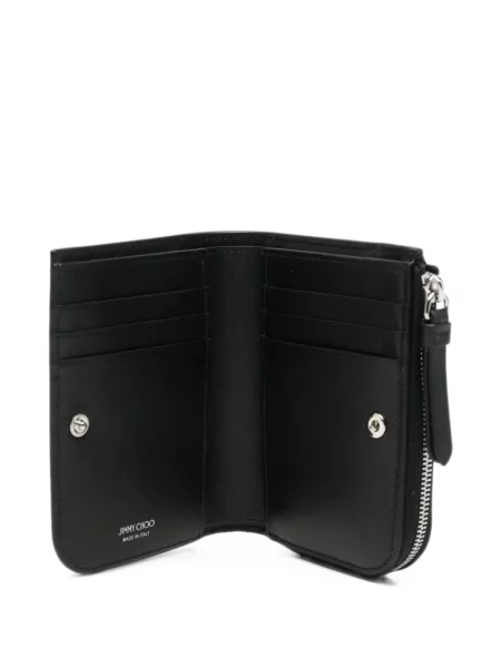 Portofel Jimmy Choo din piele cu tepi negru
