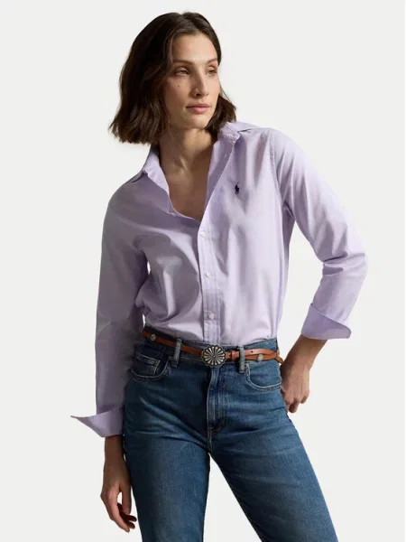 Polo Ralph Lauren košulja za žene od pamuka ljubičasta
