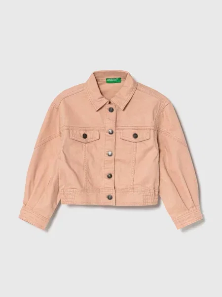 United Colors of Benetton džínová bunda dětská růžová
