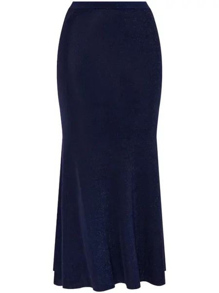 Spódnica midi Self-portrait do kolan niebieska