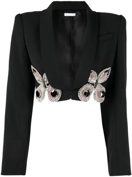 Marynarka Area wełniana z kryształkami o krotszym kroju czarna