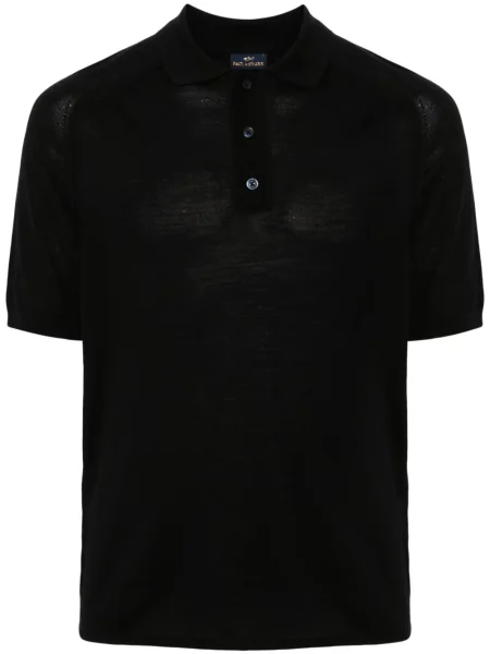 Вълнена поло тениска Paul & Shark черно