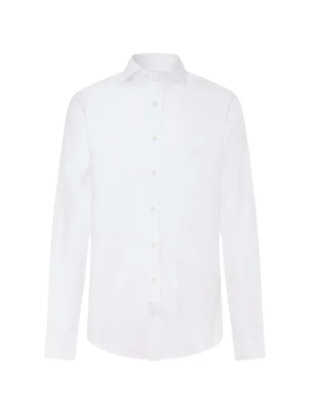 Gulerat cămașă Hackett London din țesătură twill alb