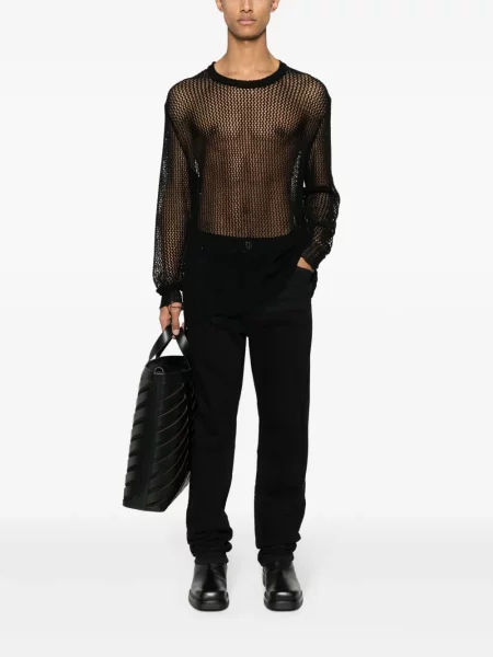 Siuvinėtos tiesūs džinsai Balmain juoda
