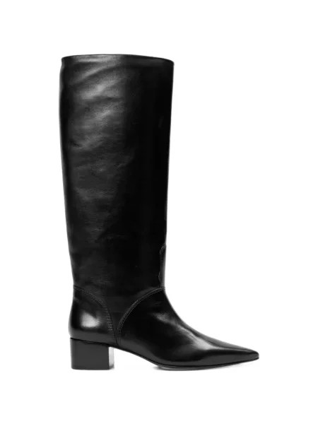 Botine Black Suede Studio din piele de căprioară alb