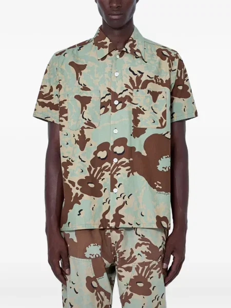 Scurt cămașă Nomarhythm cu imagine cu model camuflaj verde
