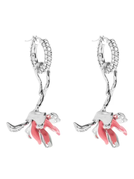 Cercei Marni cu model floral de cristal argintiu