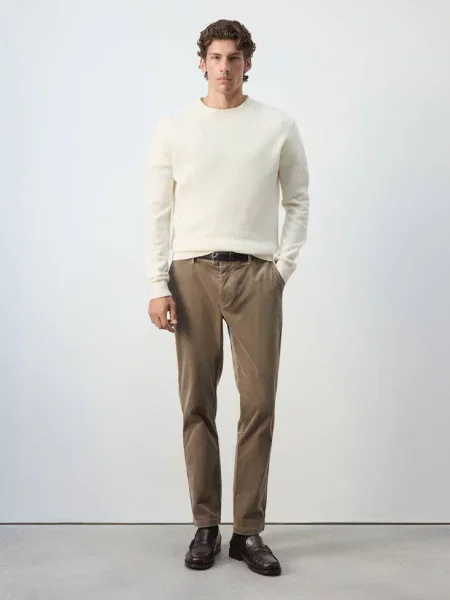 Spodnie sztruksowe slim fit tabaczkowy brąz Mężczyzna 38 MANGO MAN