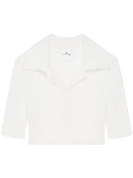 Polo Courreges tricotate alb