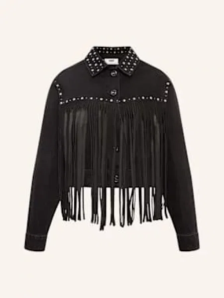 Mavi Kurtka Jeansowa Jenna Z Ćwiekami schwarz czarna