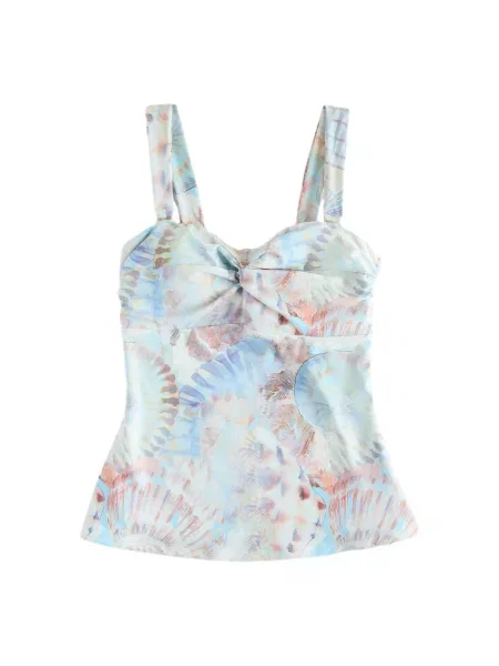 Next Tankini top azur / albastru deschis / portocaliu piersică / ruginiu roșu