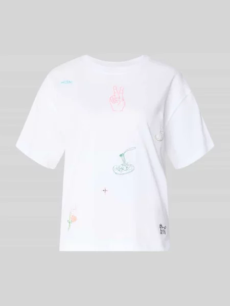 Krój regular fit t-shirt z czystej bawełny model EMMINA' Only biała