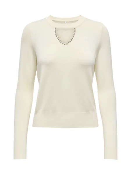 Gulerat pulover Only alb