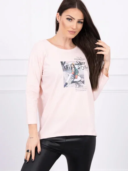 Bluză Kesi cu imagine roz