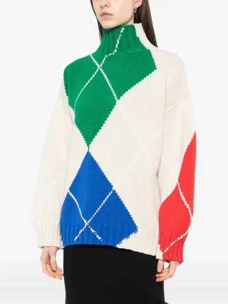 Pulover Jw Anderson cu model argyle alb