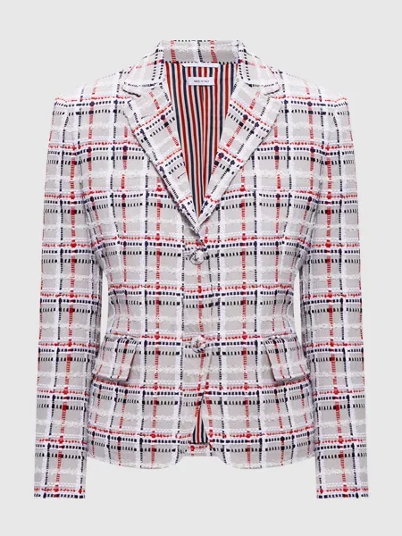 Твідовий жакет з вовною Thom Browne сірий