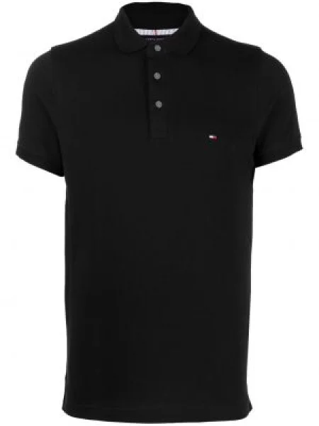 Polo Tommy Hilfiger cu broderie negru