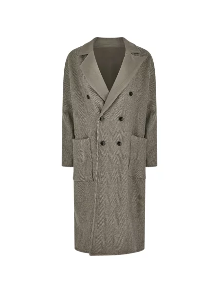 Palton True Avenue cu model herringbone cu două rânduri de nasturi gri