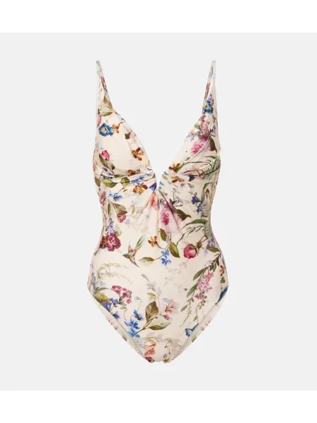 Wielobarwność stroj jednoczęściowy Zimmermann w kwiatki beżowy